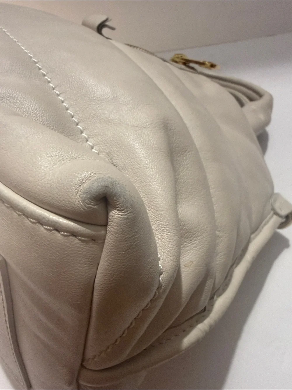 Moncler Amandine Borsa White Leather Puffer Satchel
